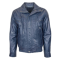 Mens Leather Bomber Blouson Jacket Robert Blue