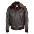 Mens Leather Bomber Pilot Jacket Removable Collar Leroy Brown