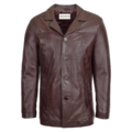 Mens Classic Leather Reefer Jacket Thrill Brown