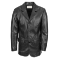 Mens Classic Three Button Soft Leather Blazer David Black