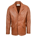 Mens Classic Three Button Soft Leather Blazer David Tan