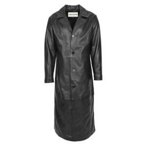 Mens Full Length Leather Blazer Style Coat Freddie Black