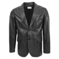 Mens Leather Blazer Two Button Jacket Zavi Black