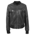 Womens Real Leather Varsity Bomber Jacket Faye Black