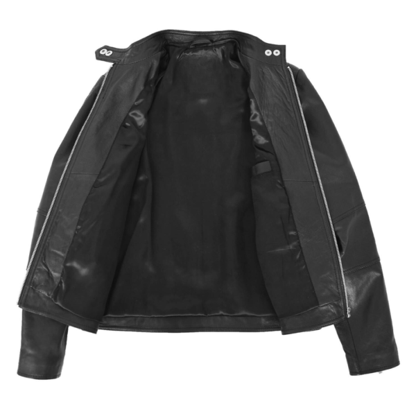 Interior view of Women's Soft Leather Casual Zip Biker Jacket Ruby Black