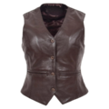 Womens Leather Classic Buttoned Waistcoat Rita Brown