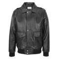 Front view of Mens Leather Bomber Jacket G-1 Aviator Style Jarrod Black with white background