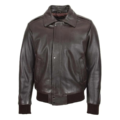 Front view of Men's Leather Bomber Pilot Jacket Removable Collar Leroy Brown