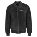 Mens Suede Bomber Varsity Jacket Reg Black