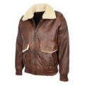 Front view of Men's Leather Bomber Jacket G-1 Aviator Style Copper Brown