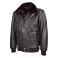 Front view of Mens Leather Bomber Jacket G-1 Aviator Style Jarrod Black with white background