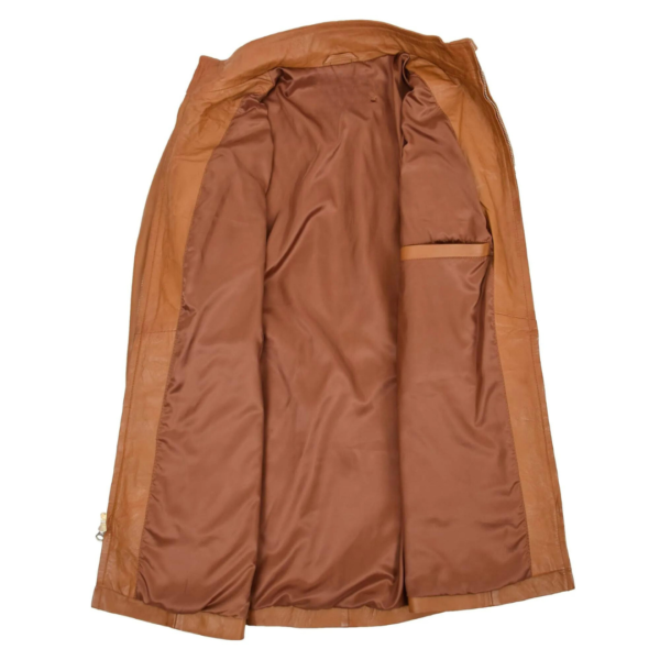 Interior view of Women's Leather Dual Zip Fastening Jacket Kendall Tan