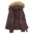 Interior view of Women's Original Duffle Style Leather Coat Brown