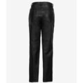 Back view Women’s Black Leather Trousers Wide Leg Pants with Multiple Pockets