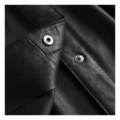 Close-up view of buttons of oft Quality Women’s Nero Leather Shirt Black