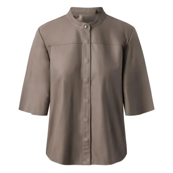 ft Quality Women’s Nero Leather Shirt Mud Grey