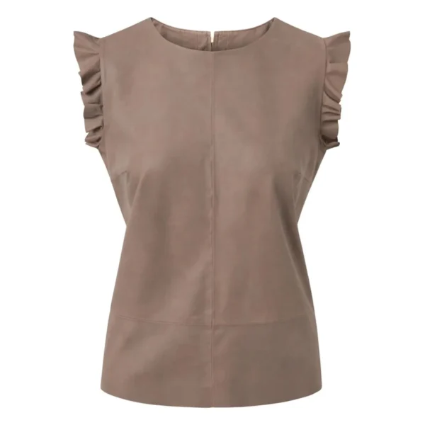 Leather Women’s Top in Soft Quality Mud Grey