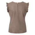 Front view of Leather Women’s Top in Soft Quality Mud Grey