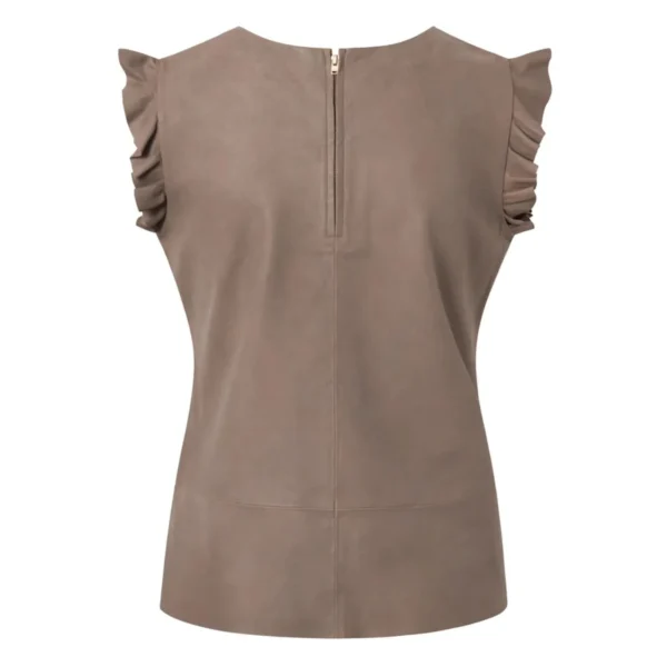 Front view of Leather Women’s Top in Soft Quality Mud Grey