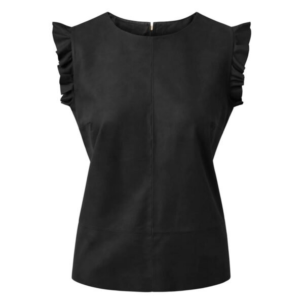 Leather Women’s Top in Soft Quality Nero Black