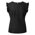 Front view of Leather Women’s Top in Soft Quality Nero Black