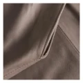 Close-up view of arm of Women’s Leather top with Waistband Mud Grey