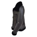 Angled view of Women's Merino Sheepskin Aviator Jacket Isabelle Black