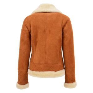 Back view of Women's Merino Sheepskin Aviator Jacket Isabelle Tan