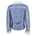 Back view of Women's Real Sheepskin Trucker Jacket Kylie Denim Blue