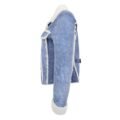 Angled view of Women's Real Sheepskin Trucker Jacket Kylie Denim Blue