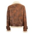 Back view of Women's Sheepskin Aviator Cross Zip Pilot Jacket Lena Vintage Brown