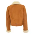 Back view of Women's Sheepskin Aviator Pilot Jacket Nora Tan White