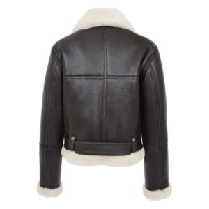 Back view of Women's Sheepskin Aviator RAF Pilot Jacket Elsie Brown White