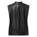 Back view of Tammy Women’s Leather Top and Vest Nero Black