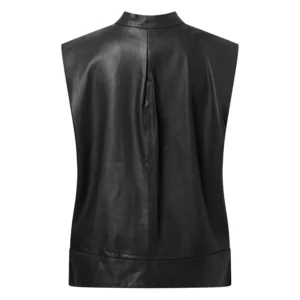 Back view of Tammy Women’s Leather Top and Vest Nero Black