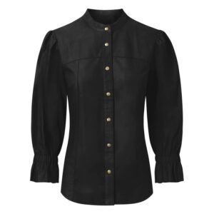 Women’s Leather Shirt with Details Mud Grey