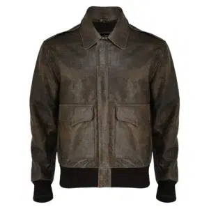 A2 Aviator Flight Jacket For Men Real Cowhide Distressed Leather Jacket front side