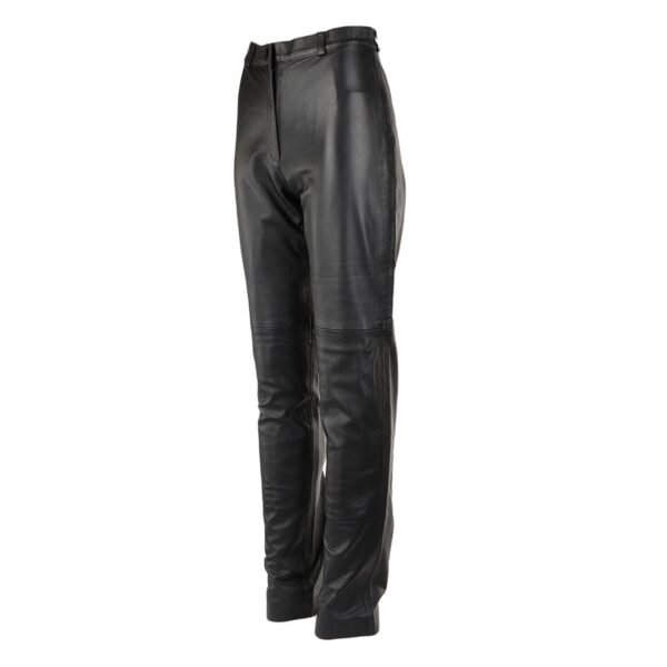 Angled view of Women's Suede Leather Trousers Black New