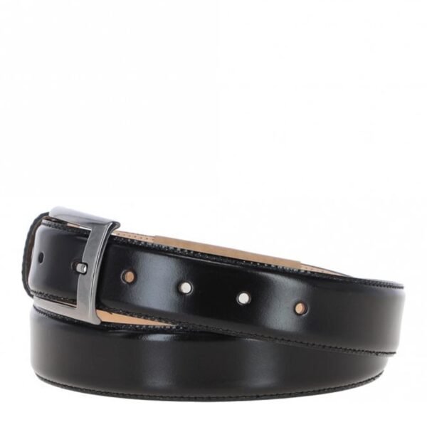 Men’s Chino Leather Belt Black with white background