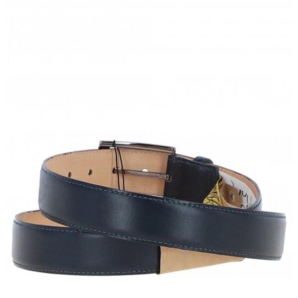 Men’s Chino Leather Belt Navy with a white background