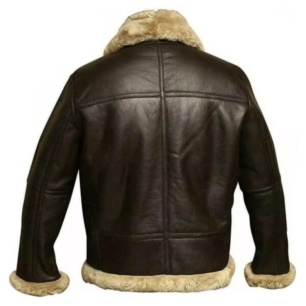 B3 Bomber Jacket For Men Real Sheepskin RAF Leather Jacket rear side