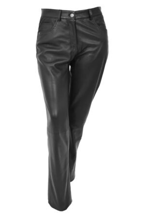Ladies Leather Slim Fit Trousers Black