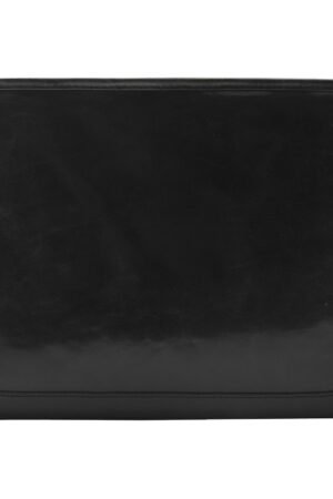 Real Leather Portfolio Ring Binder Case Muker Black