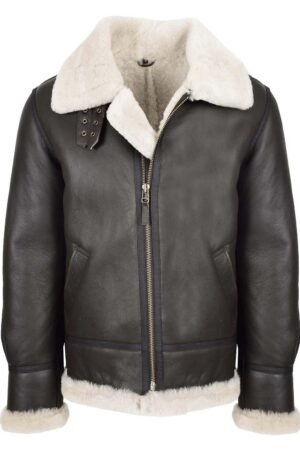 Men’s Classic B3 Original Sheepskin Jacket Brown White