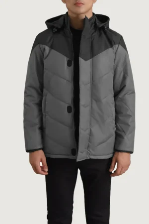 Luka Black & Grey Hooded Puffer Jacket