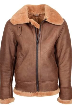 Mens B3 Sheepskin Vintage Flying Jacket Felix Tan