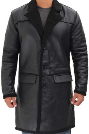 Mens Real Leather Shearling Long Length Coat