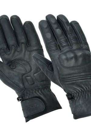 Motorcycle Leather Gloves With CE Armour Protection Black