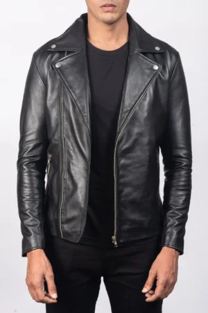 Noah Black Leather Biker Jacket