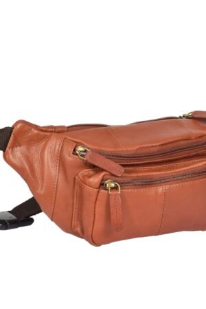 Real Mens Leather Belt Bag Leather Waist bag Brown